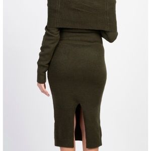 Olive green off the shoulder maternity dress